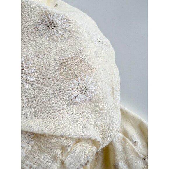 Vintage Girl's Pale Yellow Floral Cotton Gauze Peasant Dress, Size 20/3-4Y - Picture 6 of 11